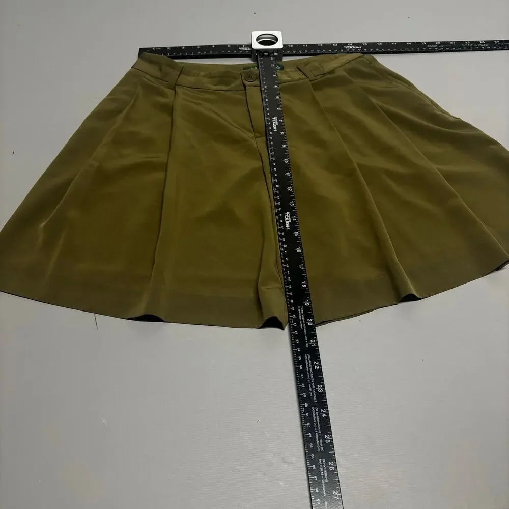 Lauren Ralph Lauren Skort Women 2 Olive Green Pleated Shorts Dressy Lightweight